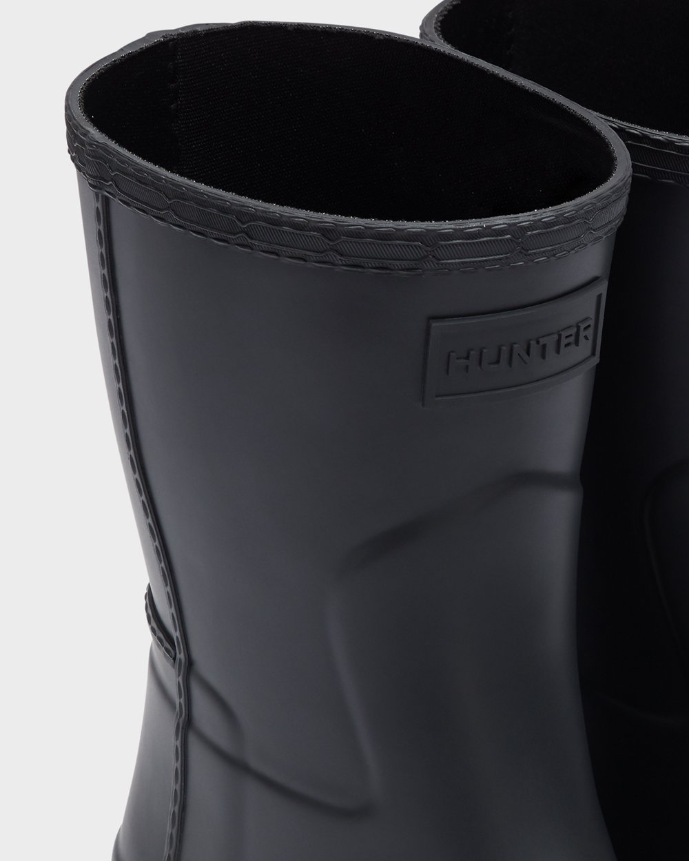 Womens Hunter Refined Stitch Detail - Short Rain Boots Black - 1906-QNZIT